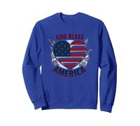 Bandera patriótica de corazón God Bless America Sudadera, Unisex para Adultos, Azul Real, L