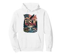 Bandera patriótica de Estados Unidos, águila Divertida para Amantes de la Vida Silvestre, Ciervos y Peces Sudadera con Capucha