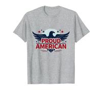 Bandera patriótica de Estados Unidos con Estrellas de águila Americana para Hombre Camiseta, Hombre, Gris Jaspeado, S