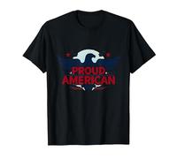 Bandera patriótica de Estados Unidos con Estrellas de águila Americana para Hombre Camiseta, Hombre, Negro, XL