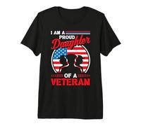Bandera patriótica de Estados Unidos del Día de los Veteranos I Am A Proud Daughter Veteran Camiseta Premium