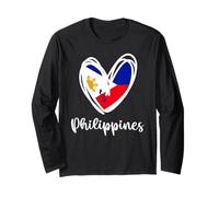 Bandera patriótica de Filipinas Corazón Filipino Filipina Mapa Niños Manga Larga