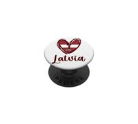 Bandera patriótica de Letonia con corazón letón para niños y niños PopSockets PopGrip Adhesivo
