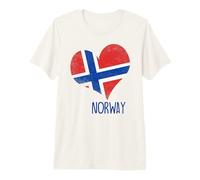 Bandera patriótica de Noruega con corazón del Orgullo Noruego para niños Camiseta Premium