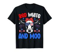 Bandera patriótica de vaca roja blanca y Moo para el 4 de julio Camiseta