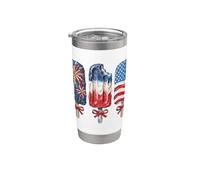 Bandera patriótica del 4 de julio de Estados Unidos, color rojo, blanco, azul, retro Vaso térmico de acero inoxidable de doble pared