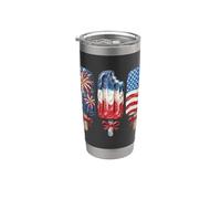 Bandera patriótica del 4 de julio de Estados Unidos, color rojo, blanco, azul, retro Vaso térmico de acero inoxidable de doble pared