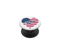Bandera patriótica del Estado de Texas con corazón de Estados Unidos para Hombres, Mujeres y niños PopSockets PopGrip Adhesivo