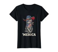 Bandera patriótica del Oeste de Estados Unidos, gráfico del 4 de Julio Camiseta gráfica económica, Mujer, Negro, S