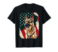 Bandera patriótica Estadounidense de Perro Pastor alemán 4 de Julio Camiseta