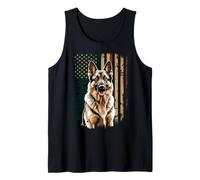 Bandera patriótica Estadounidense de Perro Pastor alemán 4 de Julio Camiseta sin Mangas