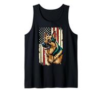 Bandera patriótica Estadounidense de Perro Pastor alemán 4 de Julio Camiseta sin Mangas
