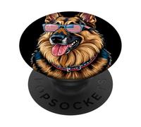 Bandera patriótica Estadounidense de Perro Pastor alemán 4 de Julio PopSockets PopGrip Adhesivo