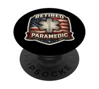 Bandera patriótica jubilada paramédica Estadounidense jubilación USA EMT PopSockets PopGrip Adhesivo
