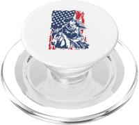 Bandera patriótica Occidental Vaquera en Caballo Estados Unidos Backprint PopSockets PopGrip para MagSafe
