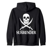 Bandera Pirata Calavera y Espadas Surrender Pecho Barco Pirata Sudadera con Capucha