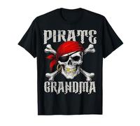 Bandera Pirata de Abuela Jolly Roger y Huesos Cruzados de Calavera para Halloween Camiseta