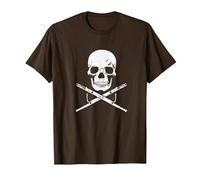 Bandera Pirata de músico con Calavera y Fagot Camiseta, Hombre, Marrón, S