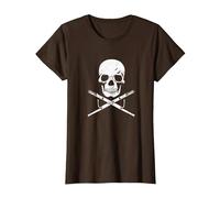 Bandera Pirata de músico con Calavera y Fagot Camiseta, Mujer, Marrón, XL