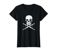Bandera Pirata de músico con Calavera y Fagot Camiseta, Mujer, Negro, XL