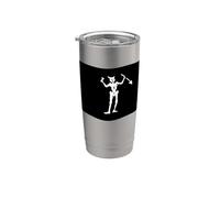 Bandera pirata ondulada Jolly Roger de barba negra Halloween Vaso térmico de acero inoxidable de doble pared