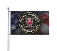 Bandera Pirata Veteran del 7.º Grupo de Fuerzas Especiales Flags 90X150cm | Resistente a la Intemperie Banderin Fuerte Bandera Balcón para Fiestas Interior Eventos de Afganistán con cinta de