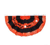 Bandera plisada de Halloween de 1 x 3 pies de poliéster con calabazas fantasmas para patio, porche, jardín, puerta, ventana, decoración de fiesta (E)