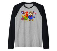 Bandera Puerto Rico Costa Rica Raíces Puertorriqueñas Camiseta Manga Raglan