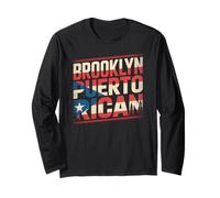 Bandera puertorriqueña de Brooklyn de la Ciudad de Nueva York Boricua Pride NYC Manga Larga