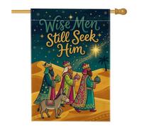 Bandera religiosa religiosa con cita de tres hombres sabios de Navidad, 71 | Escena religiosa religiosa, bandera de patio, paisaje del desierto, horizonte nocturno estrellado, cita inspiradora de