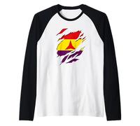 Bandera Republicana Brigadas Internacionales Efecto 3D Camiseta Manga Raglan