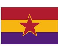 BANDERA REPUBLICANA CON ESTRELLA. BANDERA DEL FRENTE POPULAR. CALIDAD RASO PREMIUM. TAMAÑO GRANDE 150X90 CM