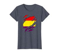 Bandera Republicana Española Efecto Tridimensional 3D Camiseta, Mujer, Azul Jaspeado, 3XL
