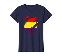 Bandera Republicana Española Efecto Tridimensional 3D Camiseta, Mujer, Azul Marino, XS