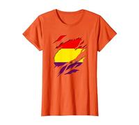 Bandera Republicana Española Efecto Tridimensional 3D Camiseta, Mujer, Naranja, XS