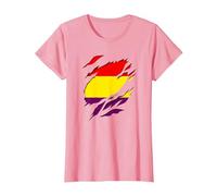 Bandera Republicana Española Efecto Tridimensional 3D Camiseta, Mujer, Rosado, XS