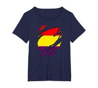 Bandera Republicana Española Efecto Tridimensional 3D Camiseta, Mujer Tallas Grandes, Azul Marino, 5XL Grande