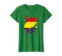 Bandera Republicana Española Efecto Tridimensional 3D Camiseta, Mujer, Verde Kelly, XL