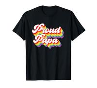Bandera retro de arco iris orgulloso papá LGBT Parent LGBTQ Pride Month Camiseta