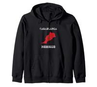 Bandera Retro de Casablanca Marruecos Envejecida Sudadera con Capucha
