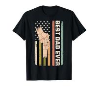 Bandera Retro de Estados Unidos con el Texto en inglés Best Dad Ever Child Dad Fist Bump Camiseta
