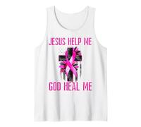 Bandera Rosa de concientización sobre el cáncer de Mama Jesus Help Me God Heal Me Camiseta sin Mangas