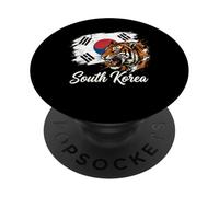 Bandera rugiente de Tigre de Corea del Sur PopSockets PopGrip Adhesivo