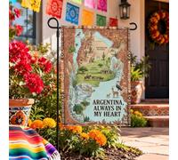 Bandera rústica de jardín con cita de mapa de Argentina, 12 x 18 pulgadas | Argentina Map Art, bandera de césped, decoración de viaje de América del Sur, ilustración de paisaje rústico