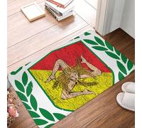 Bandera Siciliana En Escudo con Laureles Alfombra Baño Secado Rápido Alfombrilla De Baño Antideslizante Felpudos Entrada para Oficina Ducha Bañera 40X60Cm
