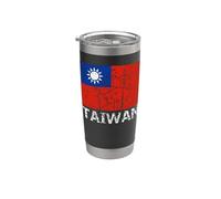 Bandera taiwanesa envejecida hombres mujeres niños asiático Taiwán Vaso térmico de acero inoxidable de doble pared