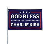 Bandera/Tapiz para jardín/patio con la inscripción "Dios bendiga a Charlie Kirk" y 2 ojales.