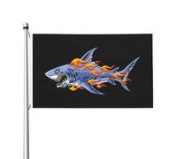 Bandera Tiburón feroz Garden Flag 90X150cm | Reforzada Banderin Poliester Bandera de Jardín para Fiestas Cumpleaños Fiesta