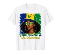 Bandera Vicenciana Niña San Vicente y Las Granadinas Mujer Camiseta gráfica económica, Hombre, Blanco, M
