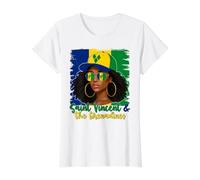 Bandera Vicenciana Niña San Vicente y Las Granadinas Mujer Camiseta gráfica económica, Mujer, Blanco, L